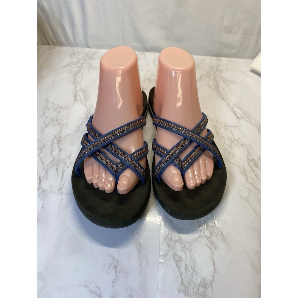 Teva Blue Double Strap Flip Flop Sandals S/N 6840 Soft Footbed Womens Size 7 - Picture 7 of 14